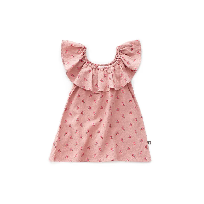  -Splash-proof food bowl AND Anti-choking slow food bowl Oeuf Rose Flowers Ruffle Linen Dress