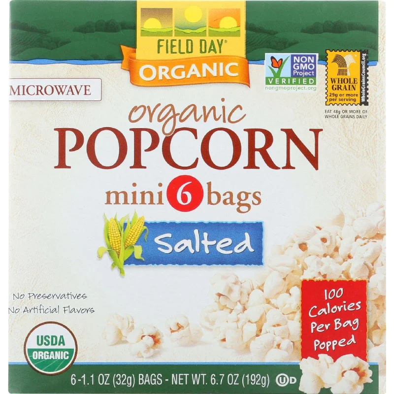 -Splash-proof food bowl AND Anti-choking slow food bowl Field Day Microwave Popcorn - Organic - Salted - 100 Calorie - Mini Pack - 6-1.1 Oz - Case Of 6 -Splash-proof food bowl AND Anti-choking slow food bowl Field Day Microwave Popcorn - Organic - Salted - 100 Calorie - Mini Pack - 6-1.1 Oz - Case Of 6
