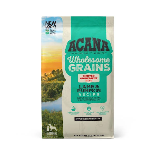 - Food for large dogsACANA Singles + Wholesome Grains Limited Ingredient Diet Lamb & Pumpkin Dry Dog Food - Food for large dogsACANA Singles + Wholesome Grains Limited Ingredient Diet Lamb & Pumpkin Dry Dog Food