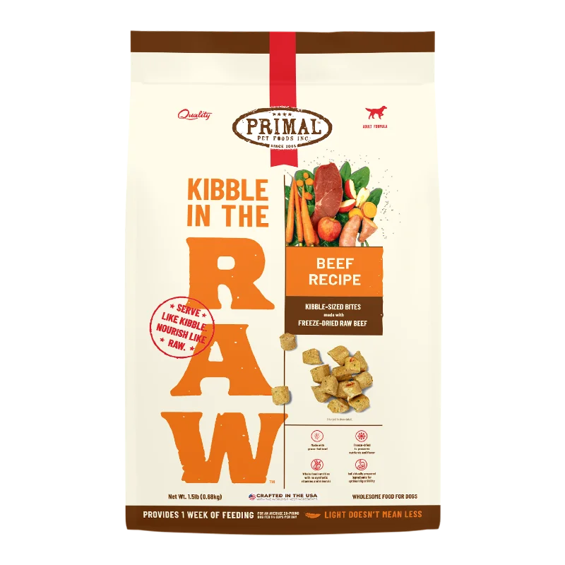 Primal Kibble In The Raw Beef Dog Food Recipe 1.5lb